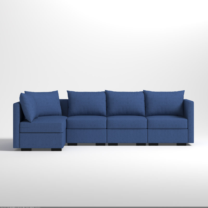 Canapé modulaire 5 places modulaire réversible et personnalisable pour la vie moderne, Mélange de polyester bleu