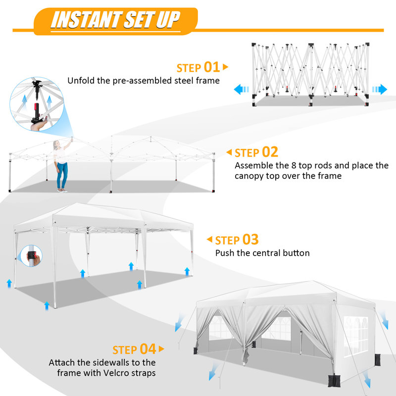 3m x 6m Metal Vault Canopy, White