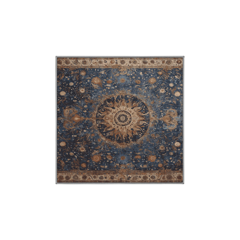 Machine Washable Purple Area Rug, Square 4'