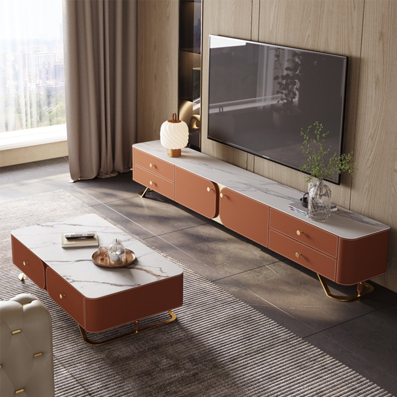 Meuble télé et table basse de style moderne, Brun