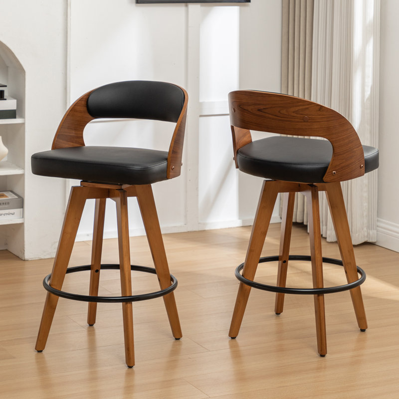 Tabourets pivotants rembourrés Cayuga, Noir, Tabouret de bar (siège d'une hauteur de 30 po)