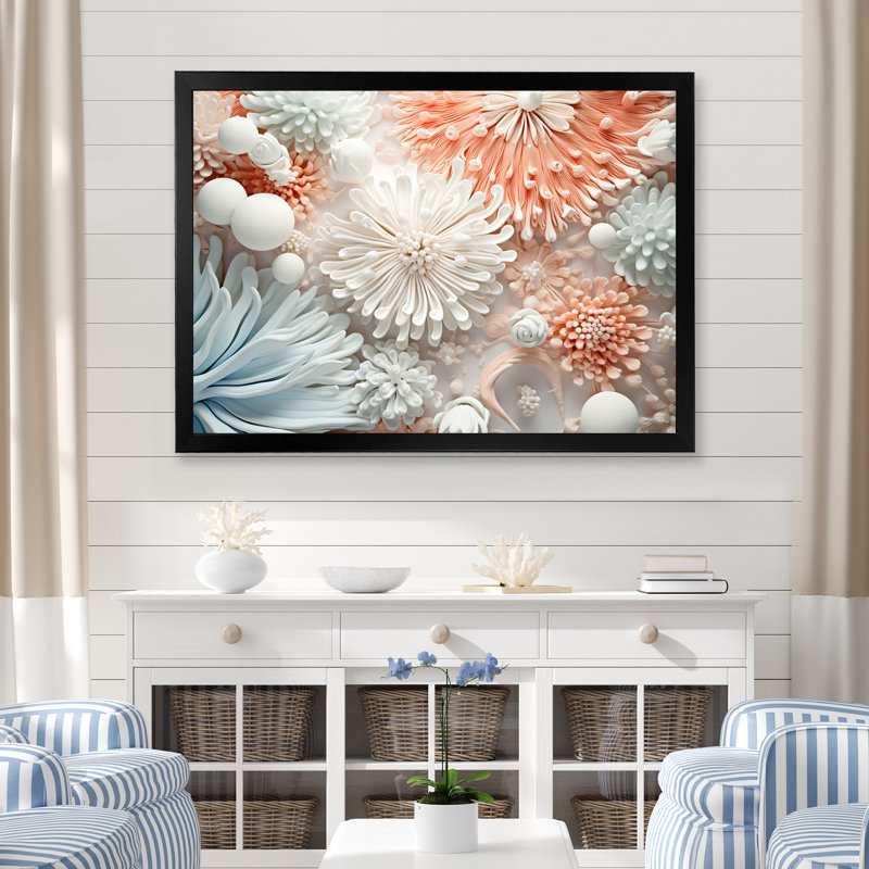 «Colorful Coral Reef Heaven IV», art mural grand corail sous l'eau, H 24 po x l 32 po x P 1 po, Cadre noir