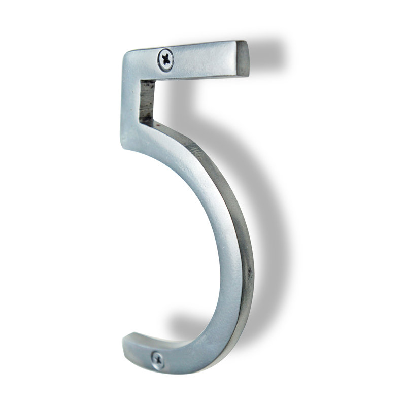 Numéro de maison en métal flottant, 5, Argent argent, 6"