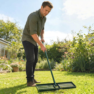 Lawn Leveling Rake, 30" x 10" Heavy Duty Yard Leveling Rake with 66.5" Handle, Lawn Leveler for Backyard, Golf Course, Garden, Pasture, Farm