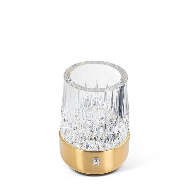Petit abat-jour en cristal avec base en or chaleureux