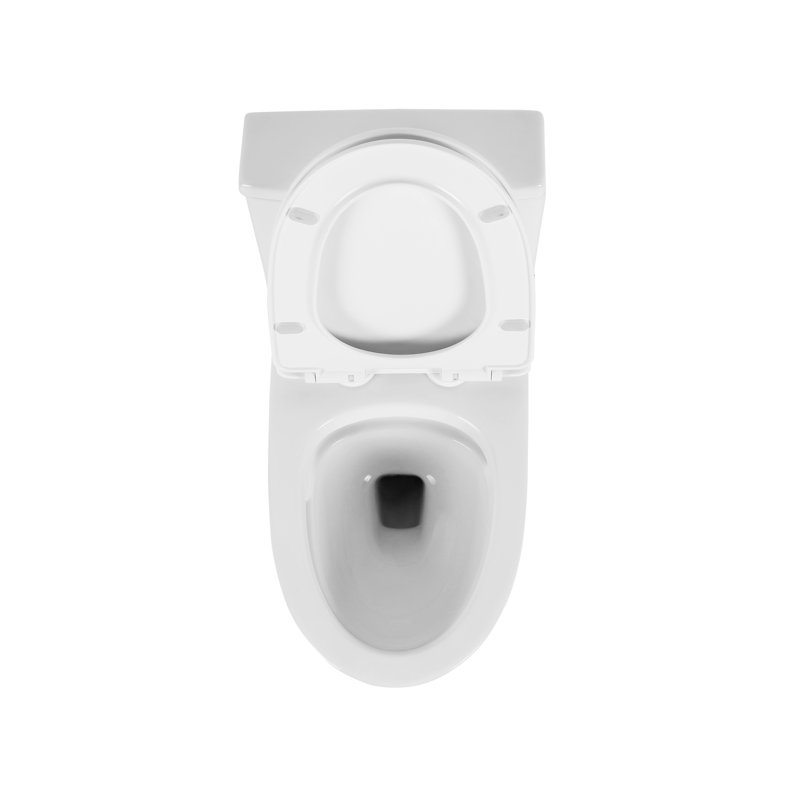 Une toilette en céramique, blanche, allongée de 1,1 / 1,6 po, hauteur confortable, et siège en céramique à fermeture en douceur T039wt, résilient