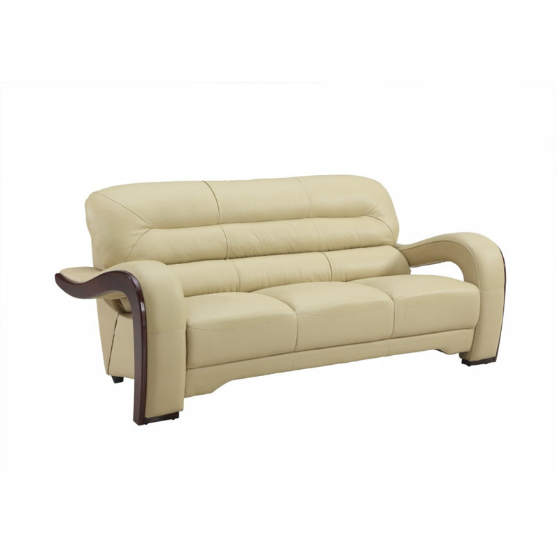 Canapé Charles Of London en cuir véritable 76 po Ameyah, Similicuir beige