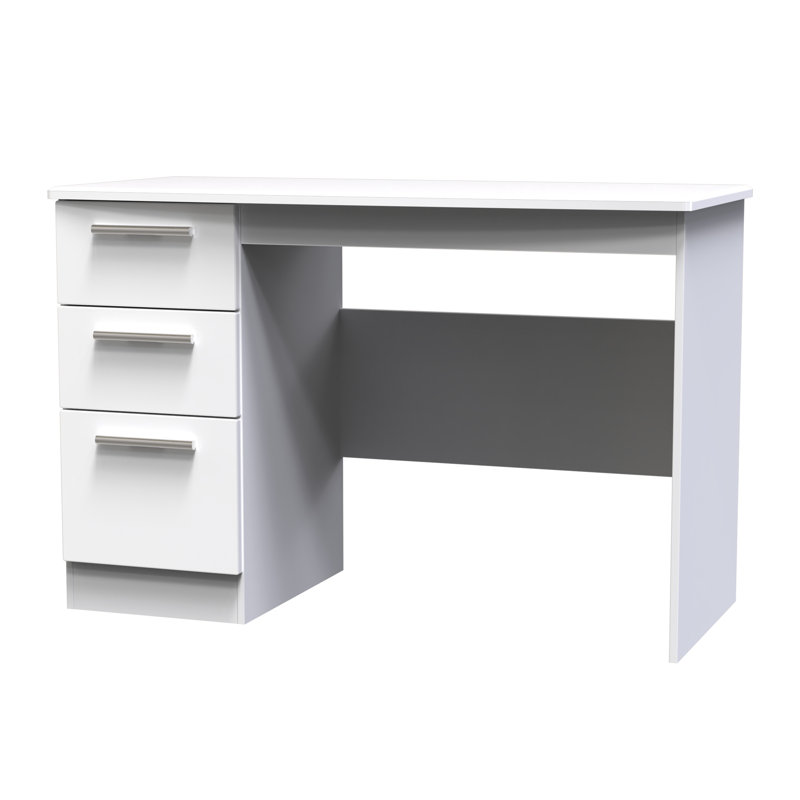 Fully Assembled Yvette Desk, Grey Gloss, 79.5cm H x 120cm W x 54cm D, White