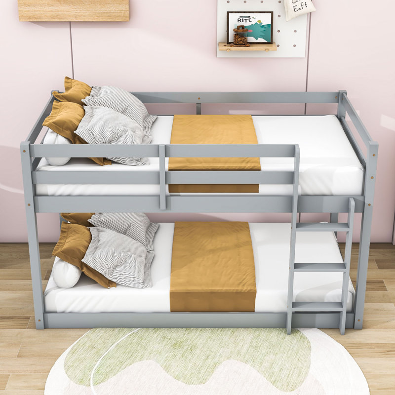 Gibram Kids Twin Over Twin Bunk Bed, Gray