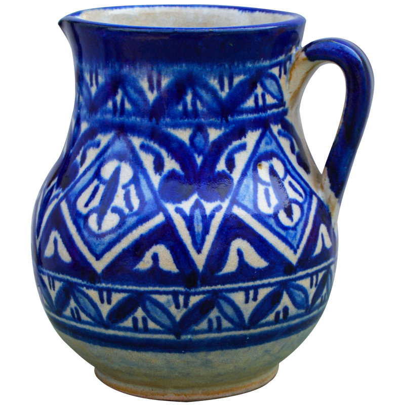 Vase de table en céramique d’intérieur/d’extérieur bleu/blanc 6 po