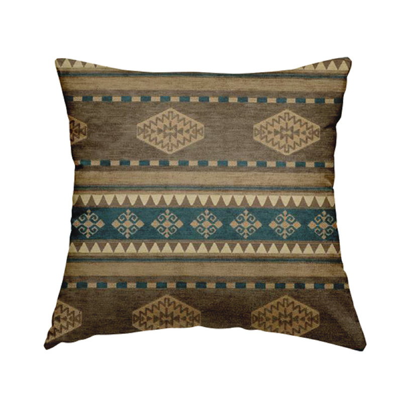 Bohanan Square Cushion, 55cm H x 55cm W x 5cm D, Brown/Blue