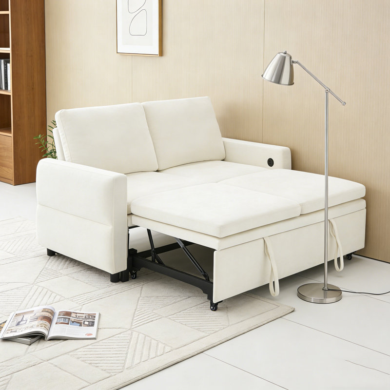 Canapé-lit 72,8 po Corduroy, Beige