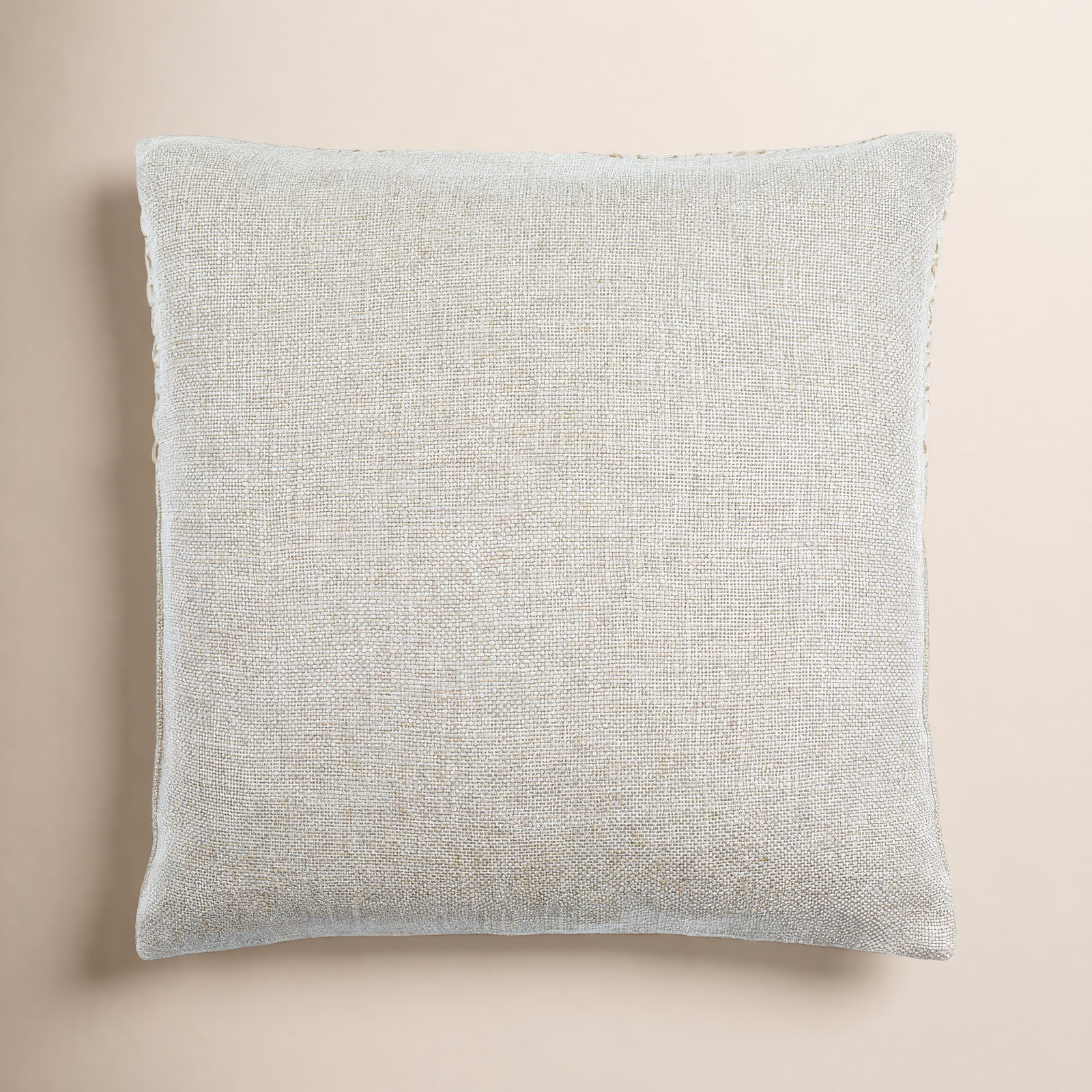 Arlington Linen Pillow Cover, 18" x 18", Polyester/Polyfill, Cream/Beige