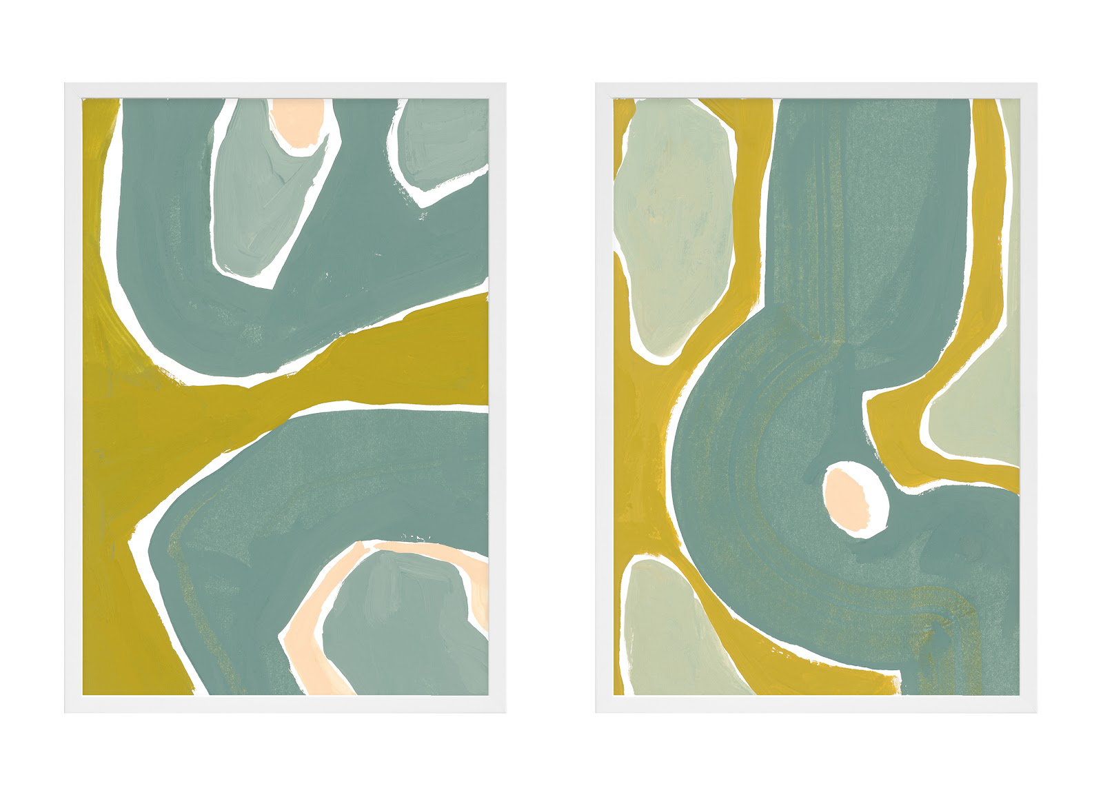 Gandia "Green on Green" 2-Piece Painting Set, 20" H x 14" W x 1.25" D, White