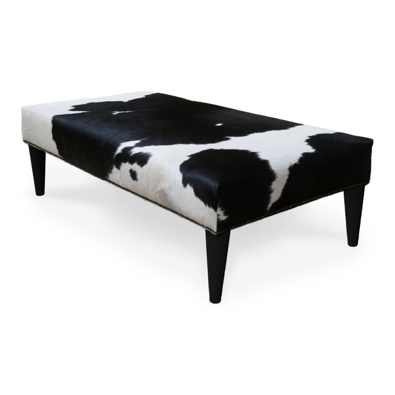 Umair 70cm Wide Genuine Leather Rectangle Animal Print Footstool Ottoman