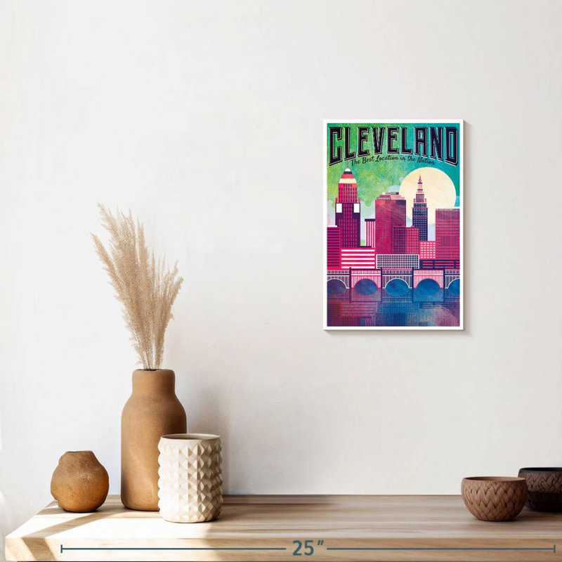 «Colorful Cleveland Skyline», reproduction sur toile, H 12 po x l 8 po x P 1 po