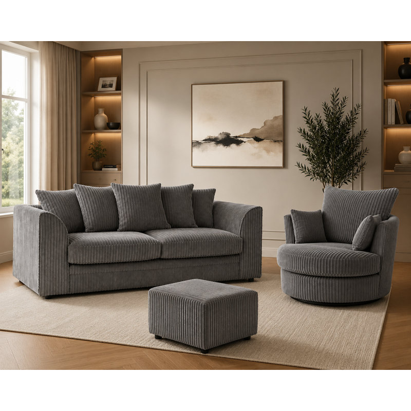 4 - Piece Living Room Set, Charcoal