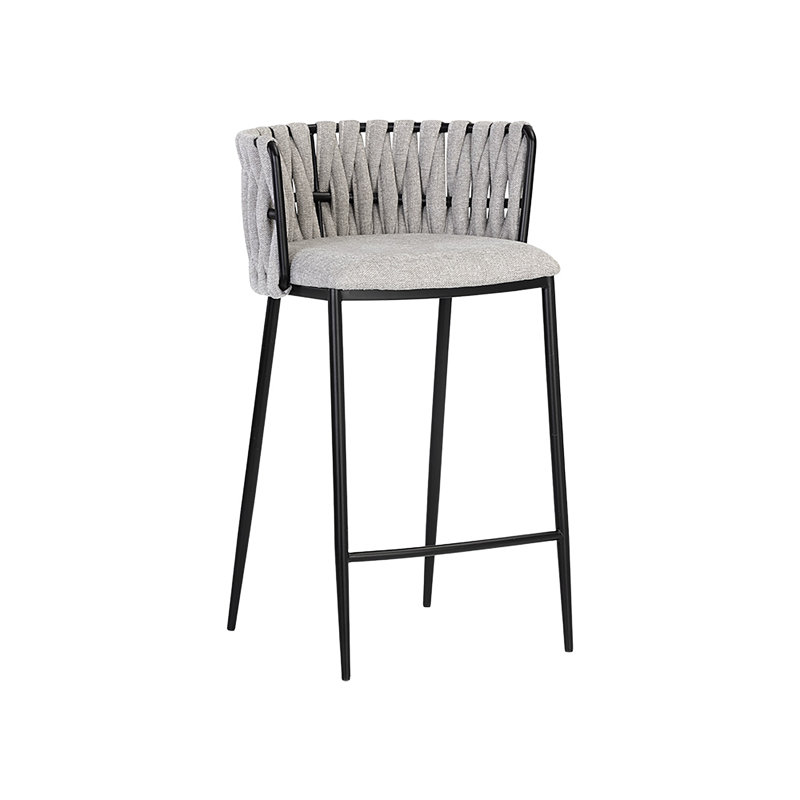 Sarai Upholstered Stool with Metal Frame, Light Gray , Counter Stool (26” Seat Height)