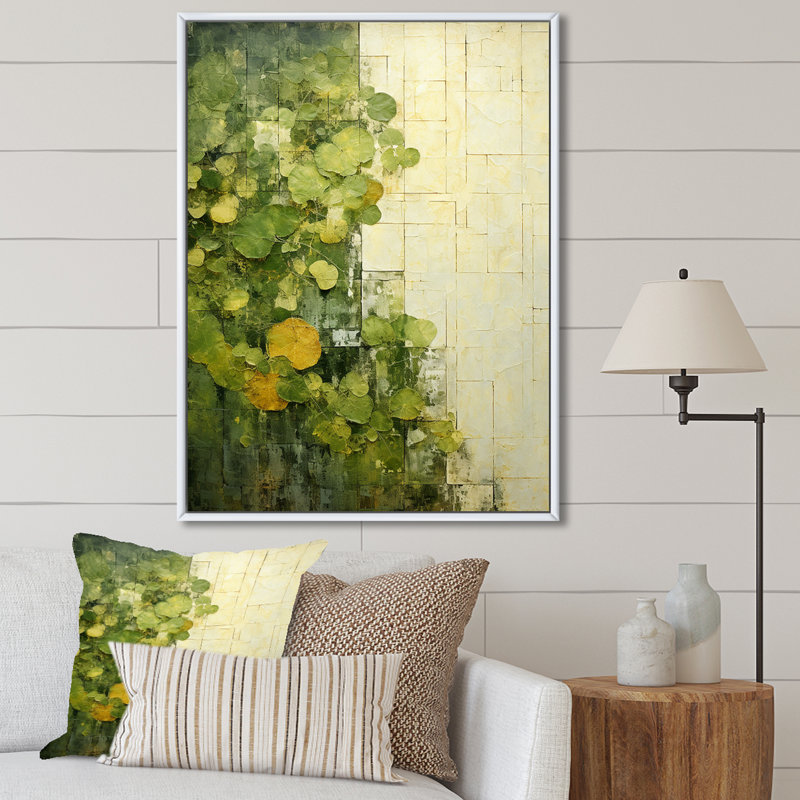 Plantes vertes écologiques Symphony I - Botanicals, art mural, Cadre flottant blanc, H 32 po x l 24 po