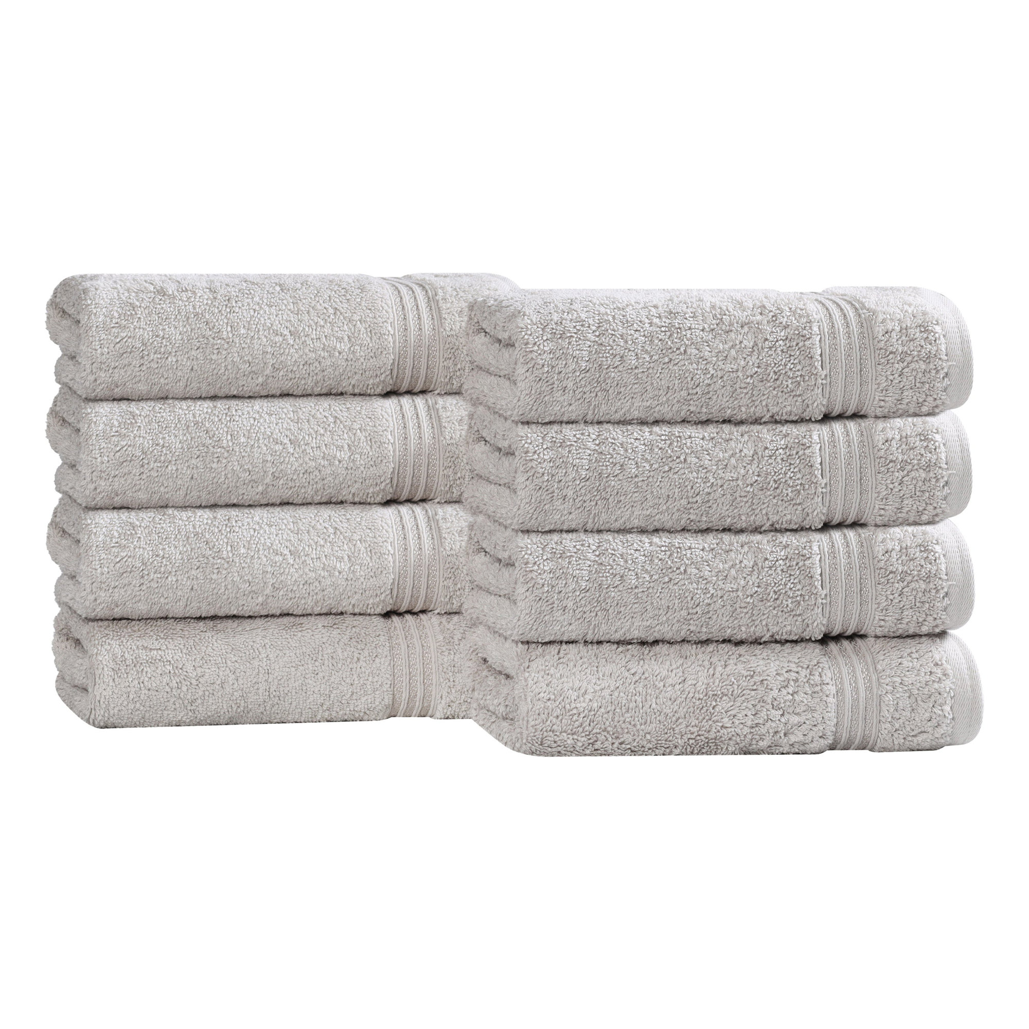 Oleg Egyptian-Quality Cotton Highly Absorbent Medium Weight Hand Towel Set, Silver