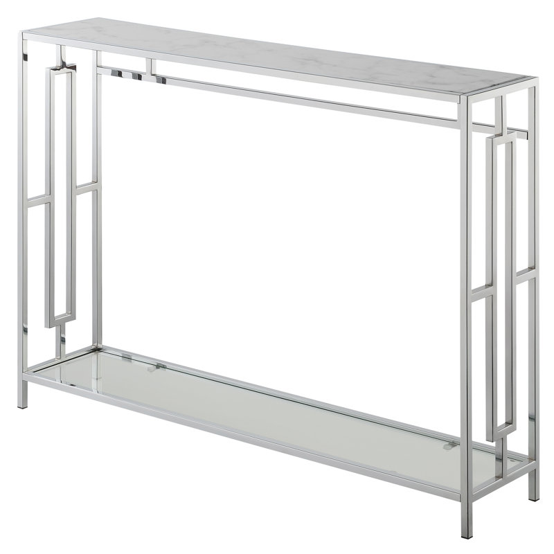 Console de 42 po Sapienza, Faux marbre blanc / chrome