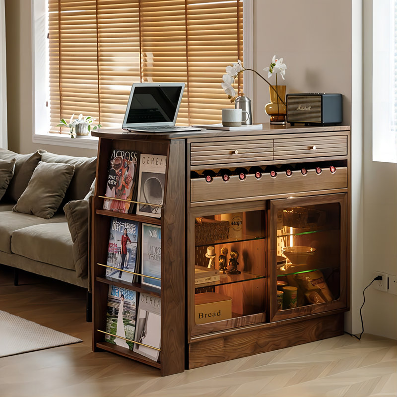 40.94"Retro Solid Wood Telescopic Bar Table