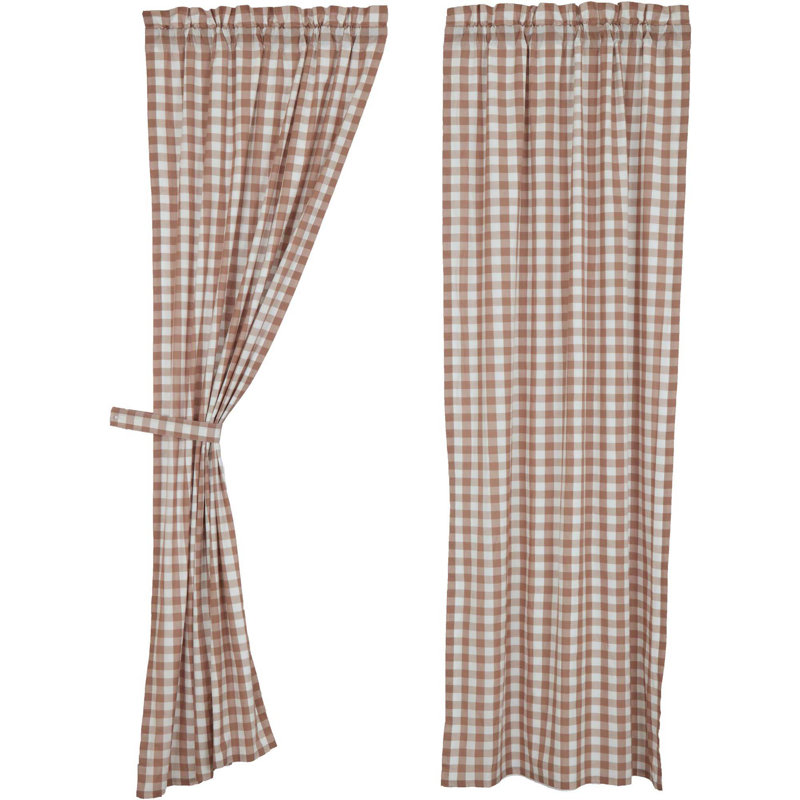  Annie Buffalo Check 100% Cotton Gingham Room Darkening Rod Pocket Curtain Panels, 40" W x 84" L, Portabella