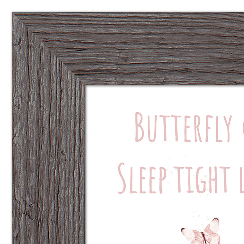 «Butterfly Kisses And Ladybug Hugs», reproduction encadrée, gris, H 11 po x l 14 po x P 0,75 po