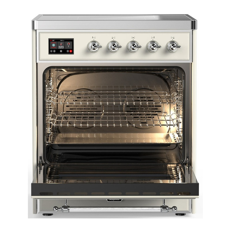 Majestic III Series 30 Inch Induction Range with 4 Induction Elements in Antique White (Chrome Trim), Chrome, Antique White