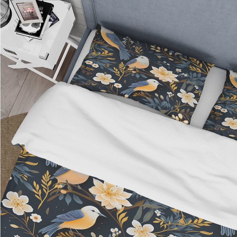 Ensemble de housse de couette Minimalist Avian Delight - Floral, Housse de couette pour très grand lit et 2 très