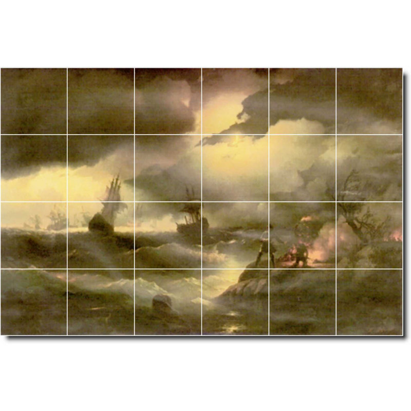 Carreau de céramique décorative 36 po x 24 po 6 po x 6 po, Bord de l'eau 036