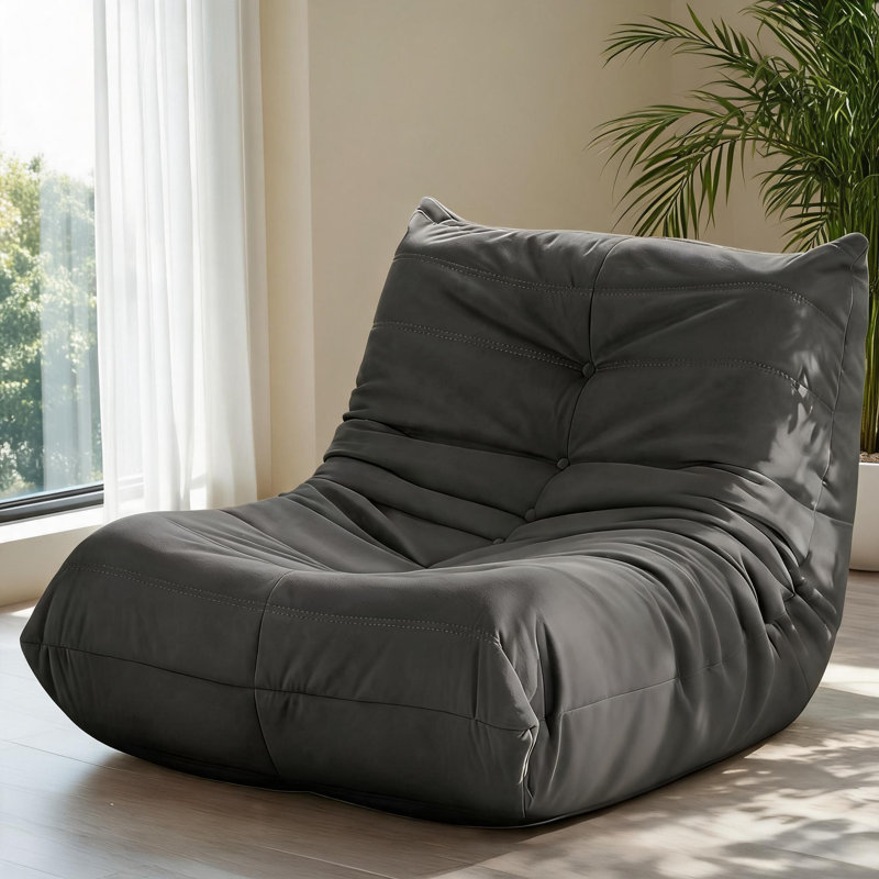 Fauteuil à billes de loisirs à siège unique, fauteuil d'appoint de salon, fauteuil sans accoudoirs capitonné en flanelle gris neutre