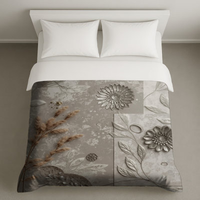 Housses de couette à motif floral métallique métallique