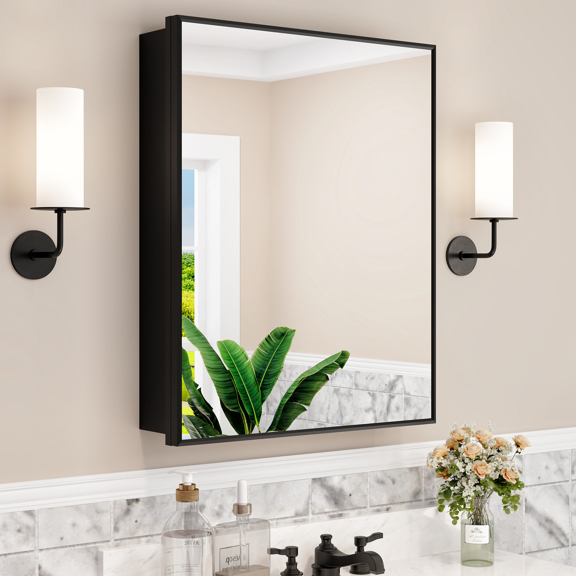 Ebern Designs Elise Aluminum Recessed/Surface Mount Medicine Cabinet ...