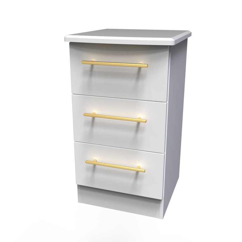 Fully Assembled Lenae 3 Drawer Bedside Table