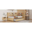 Lit de jour simple en bois avec tablettes de rangement, USB et lit gigogne, blanc-592756740-592756742