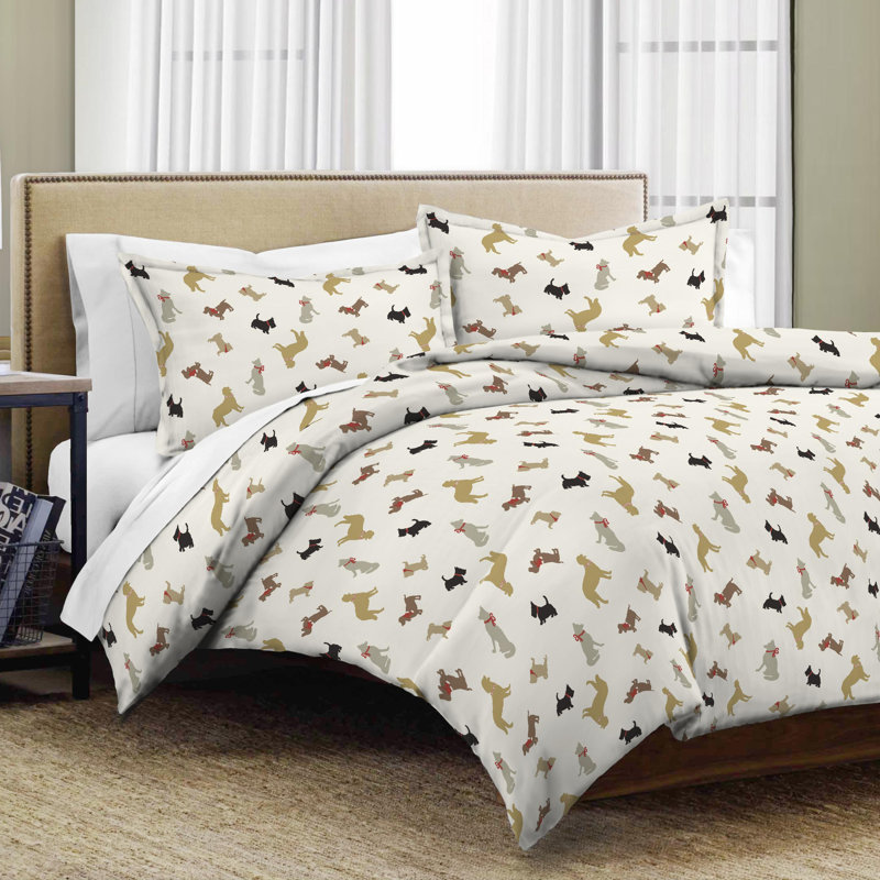 Winter Dogs Modern & Contemporary Flannel Duvet Cover, King / California King