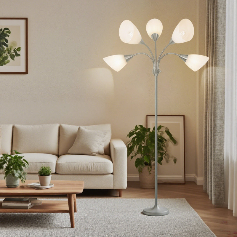 Lampe sur pied à arc 68 po HonoDing, sans ampoule (argent)