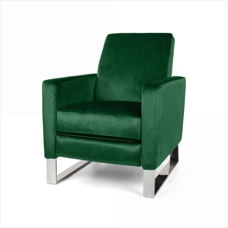  Fauteuil inclinable en velours avec pieds en acier inoxydable poli Modern Glam