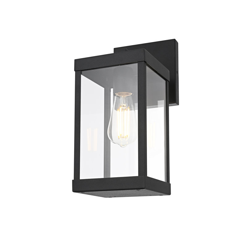 Peter Outdoor Wall Sconce in Black, 14" H x 6" W x 9" D