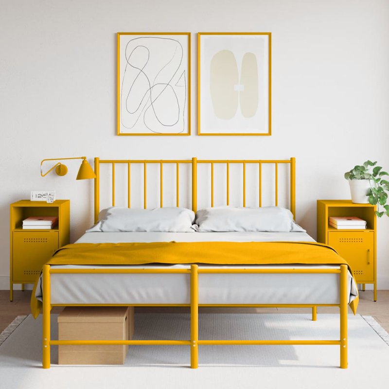 Bedside Cabinets 2 pcs 36x39x68 cm Steel, Mustard Yellow