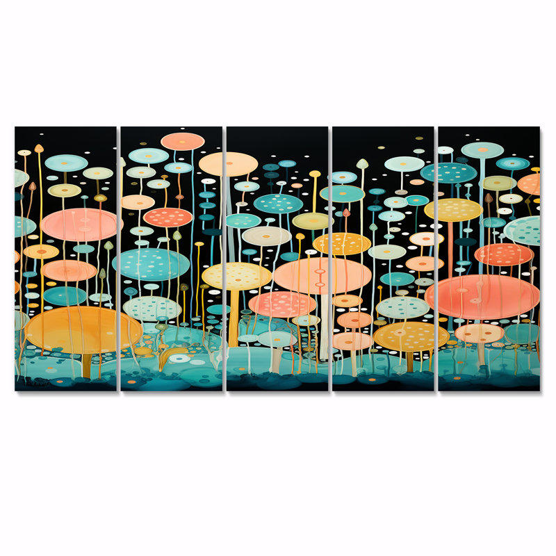 «Deep Ocean Bubble Rising Through The Night», ensemble de 5 décorations murales côtières, H 28 po x l 60 po