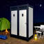 Cabine de toilette portative pour deux personnes - Toilettes extérieures avec lumière, lavabo et ventilateur