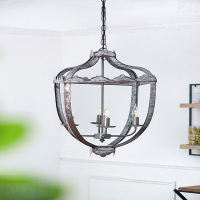 Lustre - luminaire suspendu en métal 4 lumières, chaîne réglable