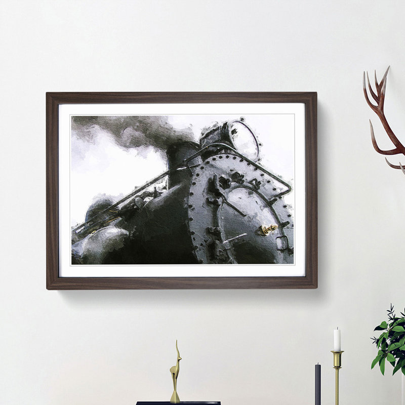 Steam Train - Picture Frame Painting Print, Walnut Framed, 27cm H x 36cm W x 2cm D