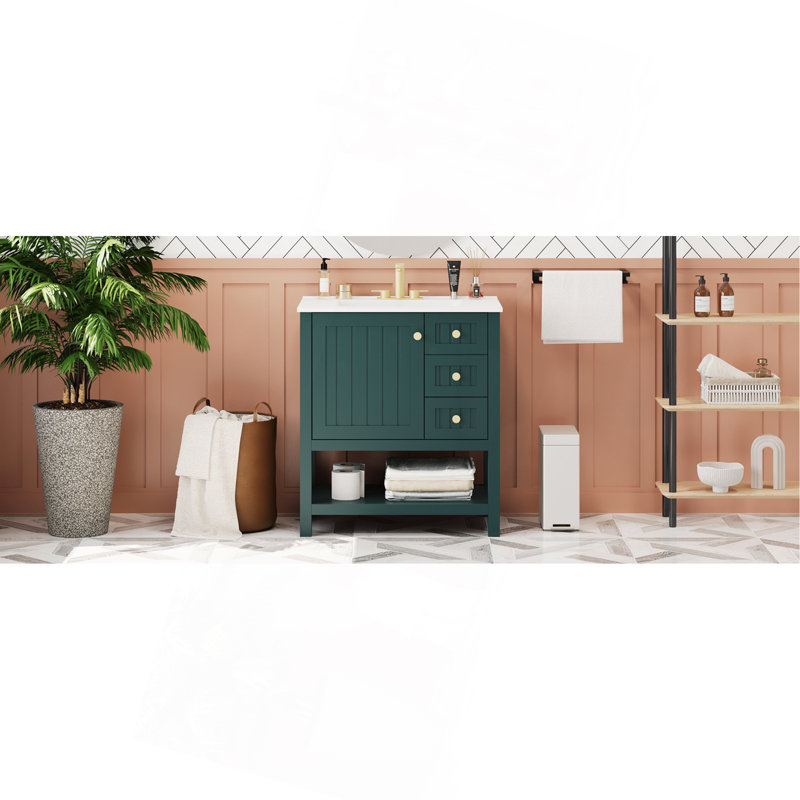 Meuble-lavabo de style transitionnel 30 po avec lavabo en céramique