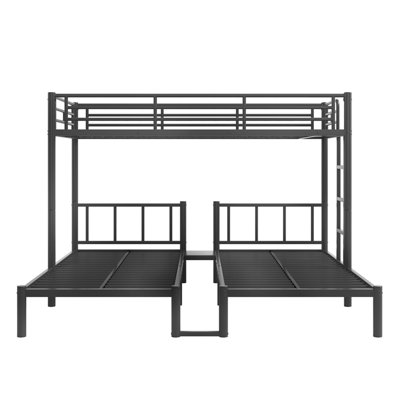 Twin over Twin & Twin Bunk Beds for 3, Twin XL over Twin & Twin Bunk Bed Metal Triple Bunk Bed, Black