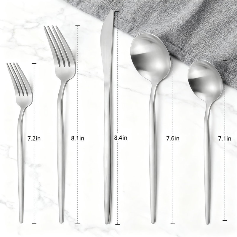 Ensemble de couverts 20 pièces, service de couverts en acier inoxydable pour 4 personnes, ensemble de couverts à finition satinée pour la maison et le restaurant, va au lave-vaisselle