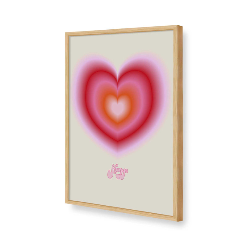 «Pink Love Heart I» par Garima Dhawan, reproduction d'art, H 16 po x l 12 po, Cadre à joints visibles, Tanné