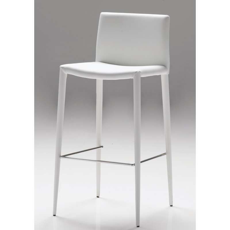 Zeno Upholstered Faux Leather Counter Stool, White, Counter Stool (26" Seat Height)